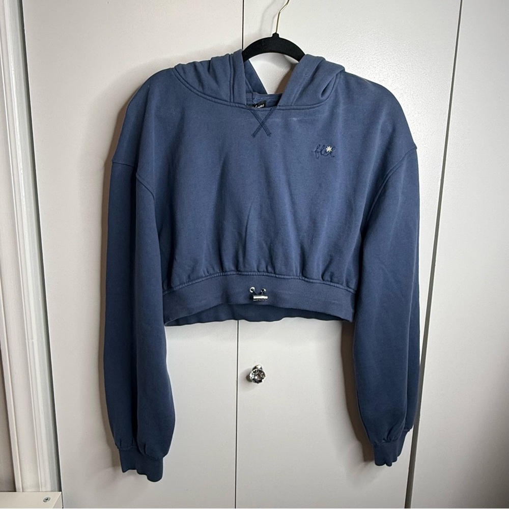 For Live and Lemons Josie Blue Cropped Hoodie Large NWT - Picture 2 of 10